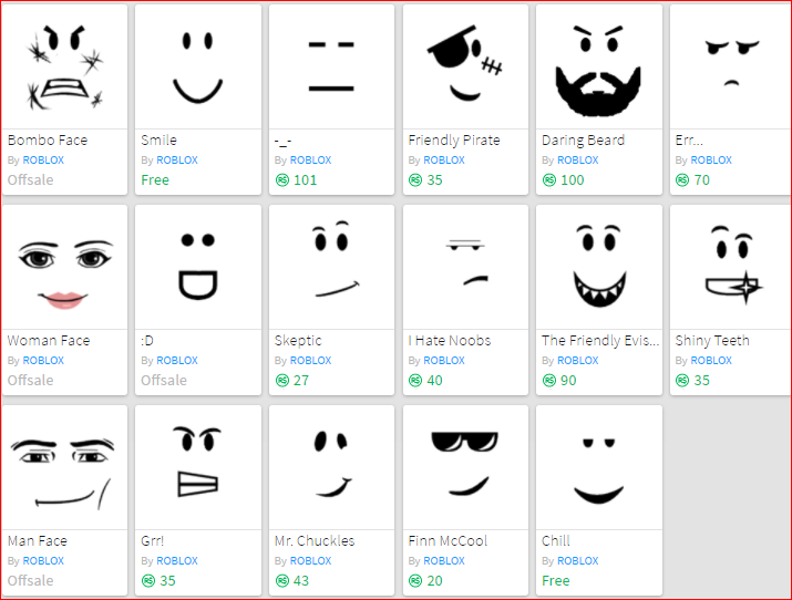 Roblox face id codes