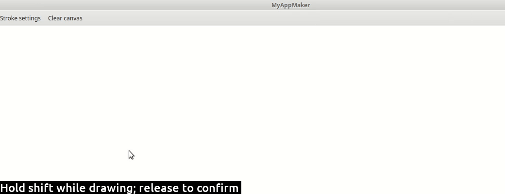 Animated GIF showing the myappmaker application (drawings made on the app's window are recognized and converted into widgets)