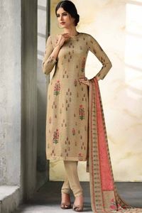 Glorious Beige Silk Churidar Suit - LSTV01886