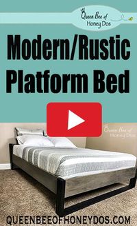 See how easy it is to build this modern rustic, farmhouse bed! Queen size and perfect for a big boy room. Easy woodworking DIY project!