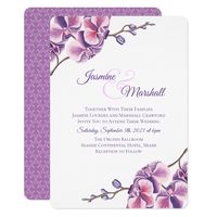 Orchid flowers surround text in shades of purple, with a floral pattern on the back. Personalize with your own text and background colors. Contact shopkeeper if you need assistance.