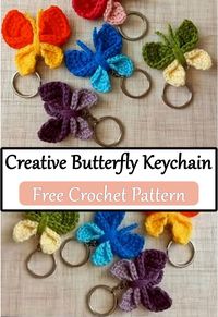 Crochet Butterfly Keychain