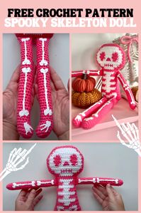 Learn how to make a cute crochet skeleton Gracie doll by following this free crochet pattern.