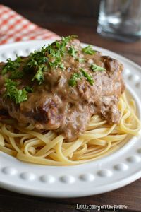 Slow Cooker Cube Steak in Mushroom Sauce is a hearty, comforting weeknight dinner recipe! Throw everything in the slow cooker and you'll be amazed at how flavorful and tender this beef is! You'll be able to cut it with a fork! www.littledairyontheprairie.com #beef #beefitswhatsfordinner #steak #slowcookerbeef #beefandnoodles #easybeef #cubesteak #roundsteak #steakinmushroomsauace #beefrecipes #mushrooms #maindishrecipes #recipes #beeffoodrecipes #beefrecipes