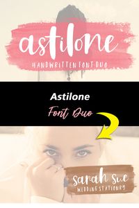 The Astilone Font Duo is a hand brushed font, created with a brush and ink. It features a bold & irregular baseline. Both of the Astilone fonts work in perfect harmony, creating amazing typography creations. #fontduo #graphicdesign #brushes #brushfont #duo