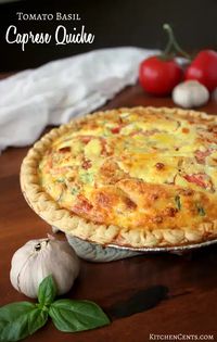 Must-Try Tomato Basil Caprese Quiche | Kitchen Cents