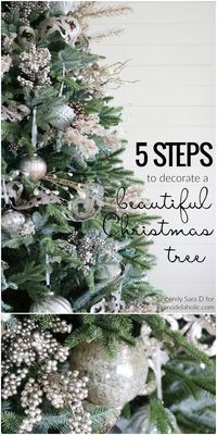 How to Decorate a Christmas Tree, in Just FIVE Steps! A beautiful well-decorated Christmas tree might look daunting, but this 5-step process will help you make it catalog-worthy, whether your style is more sparkly glam or more cottage rustic. Details from Sincerely Sara D on Remodelaholic.com