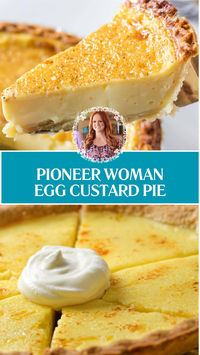 Pioneer Woman Egg Custard Pie is made using unbaked pie crust, sugar, eggs, vanilla extract, nutmeg, and whole milk. This creamy Egg Custard Pie recipe is a dessert that takes about 1 hour and 30 minutes to prepare and can serve up to 8 people.