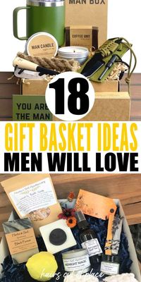 The MOST clever, easy gifts basket ideas for your man, coworker, dad, date, brother, or whoever else! These 18 gift basket ideas make for some of the best gift ideas and will give a variety of goodies to enjoy. You can't go wrong with a gift basket!