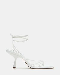 JOLENE White Strappy Lace-Up Heel | Women's Heels