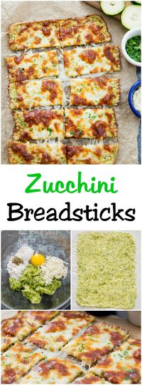 Zucchini Breadsticks. Zucchini crust bread topped with cheese. Delicious low carb alternative to regular breadsticks.