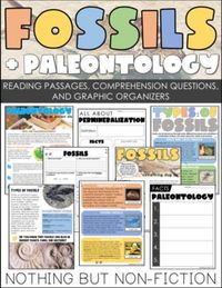 This product contains 3 reading passages, comprehension questions, and graphic organizers on the following topics: fossils, types of fossils and paleontology!