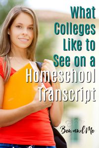 What a blessing to have homeschool families who have gone before us to guide us and give us confidence as we homeschool high school. Here you'll find some of their suggestions for what colleges like to see on a homeschool transcript. #homeschool #homeschooling #highschool #highschooltranscript #homeschooltranscript #homeschooltips #homeschoolmom