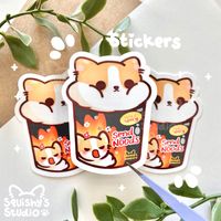 Spicy Noodle Ramen Corgi Sticker | Corgi Dog Stickers | Funny Stickers | Kawaii Cute Stickers | Food Stickers | Laptop/Water Bottle Stickers Waterproof for Water Bottles, Laptop, Journal, Car  ||  M a t e r i a l  || Thick Durable Waterproof Vinyl with a Glossy Finish ||  S i z e  || All Stickers Are Approximately ~  3 / 2.5 inches x 3 / 2.5 inches * Remember to clean area before placing sticker * ||  S o c i a l s  || https://www.instagram.com/squishysstudio/  ----------------------------------------------------- All designs are drawn by me. Please do not trace or steal artworks, Thank you!