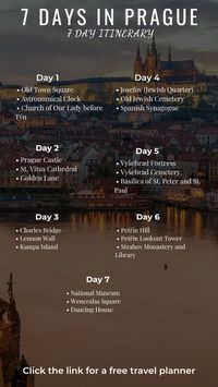 If you will be spending 7 days in Prague, here is a 7 day itinerary for Prague. Click the link for a free travel guide