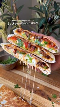 Skip the fast food and make a nutritious, easy, black bean crunch wrap supreme right at home! Ready in 30 minutes and full of real food ingredients, this is the perfect healthy lunch idea or easy dinner recipe! This vegetarian crunch wrap is sure to be a crowd-pleaser!