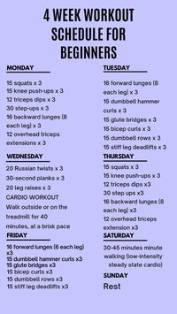 Transform your body and energize your spirit with our comprehensive 4-week at-home workout plan designed exclusively for women! 🚺🏋️‍♀️ Each week brings a blend of strength training, cardio, flexibility, and rest to ensure a balanced approach to fitness. No fancy equipment needed – just your dedication and determination. Let's embark on this journey together and unleash your inner strength! 🔥💫 #WomenFitness #AtHomeWorkout #4WeeksChallenge #StrengthAndConfidence