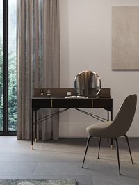 Ottone, cuoio, noce canaletto e rovere tinto per la collezione degli accessori Modern di vibieffe. Un design essenziale dal fascino discreto e senza tempo. #vibieffe #accessori #toilette #toiletta #cameradaletto #arredamento