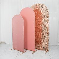 PRICES MAY VARY. Quantity: 3 Backdrop Stand Covers (Different Sizes) Large Wedding Arch Cover: Material: Payette Sequins on Mesh Base Color: Blush / Rose Gold Total Height: 7ft Total Width: 3.3ft Sequin Size: 18mm Medium Wedding Arch Cover: Material: Spandex Color: Matte Dusty Rose Total Height: 6ft Total Width: 2.6ft Small Wedding Arch Cover: Material: Shimmer Tinsel Spandex Color: Blush / Rose Gold Total Height: 5ft Total Width: 2ft Feature: Double-sided covers. Sequins are also on both side M