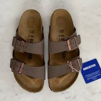 Birkenstock Arizona Sandals Size 36 Eur Narrow Width Material: Birkibuk Synthetic Leather Upper Color: Mocha (Brown) Made In Germany Brand New, Never Worn Comes With Original Box See Photos For Description Price Reflects Demand, Availability, Posh Fees. 100% Authentic