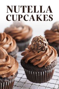 Ultimate Nutella Cupcakes feature my perfectly moist, from scratch chocolate cupcake base which is filled with Nutella, topped with easy homemade Nutella buttercream, and garnished with a Ferrero Rocher candy! It's Nutella perfection! #nutellacupcakes