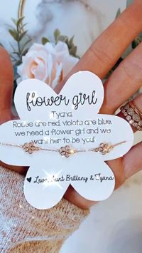 Flower girl gift! Flower girl flower charm bracelet! Rose gold or silver! Personalized! Gift wrap