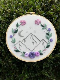 Get creative and stitch your own masterpiece with our Violet Starlight hand embroidery pattern. Inspired by the city of starlight, this beginner-friendly pattern features beautiful florals and is perfect for fans of ACOTAR. Take your stitching to new heights with this unique design! ** THIS LISTING IS FOR A DIGITAL, PDF EMBROIDERY PATTERN. YOU WILL NOT RECEIVE A PHYSICAL ITEM **PLEASE READ BEFORE PURCHASINGYOUR DIGITAL FILE WILL INCLUDE:~ A black and white digital pattern that can be transferred