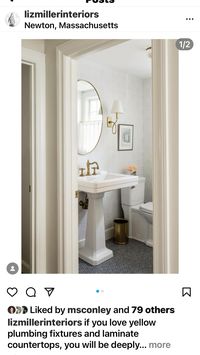 Penny tile and pedestal sink