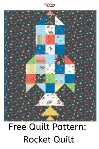 Embark on a quilting adventure with Riley Blake's free Rocket Quilt pattern, 41.5"x55.5"—a beginner-friendly cosmic crib quilt for your space explorer!