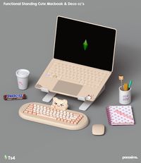 Hello,  I'm delighted to introduce my new cute set to you. I hope you enjoy this cute and functional MacBook that sits on a stand and is controlled by another cute keyboard that is completely separate. Completely designed for your Sims to use. And a chocolate bar to meet your sim's sugar needs :) I hope you don't forget to support and like me. Enjoy it. ♥ #s4cc #sims4cc #ts4cc #s4s #sims4 #forsims4 #pacosims #sims4cute