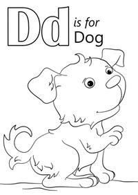 Letter D is for Dog Coloring page