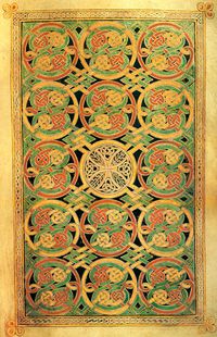 Detail of folio 85v of "The Book of Durrow" from The Book of Kells created by Celtic monks ca. 800