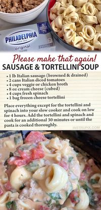 Slow Cooker Creamy Tortellini & Sausage Soup - Instrupix