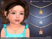 The Sims Resource - Crown Gemstone Pendant Necklace For Toddlers