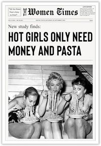 YAXZLWR Vintage Black And White Canvas Wall Art Prints Little Women Fun Newspaper Room Aesthetic Funky Italian Kitchen Girly Decor Hot Girls York News Only Need Money And Pasta Posters