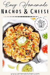 Cheesy baked nachos layered with refried beans, black olives, corn, and tomatoes topped with salsa, Guacamole, jalapeño, and sour cream.