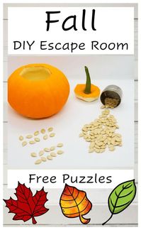 Pumpkins, leaves and some fizzing letters! This fall escape room for kids has a little of fall in every clue. Escape rooms are a great way to kick off the season or celebrate with a group of friends. FREE printables are available.