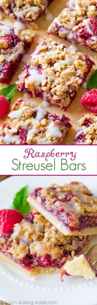 ALWAYS loved Raspberry Streusel Bars are so simple to make and are even better with brown sugar streusel and sweet vanilla glaze on top!