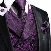 Yellow Purple Paisley Silk Men's Vest Pocket Square Cufflinks Tie Set – Modern Man Boutique