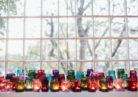 Mixed Jewel Tone Jars and Votive Décor – shared on 100 Layer Cake