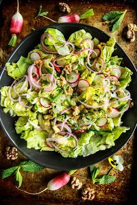 Butter Lettuce Salad with Pickled Red Onion + Mint Vinaigrette