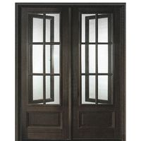 DSA Doors Breezeport TDL 6LT E-04 Breezeport 6-Lite TDL Mahogany Double Entry Door with Built-in Screens and Operable Windows at Doors4Home.com