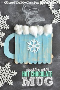 Popsicle Stick Hot Chocolate Mug Kids Craft. Keep the kids entertained during winter break and snow days with fun and simple craft ideas!