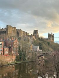 Durham university aesthetic, enhland, city view, castle, cathedral, river, gothic architecture, mystical view