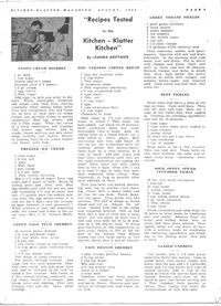 Kitchen Klatter Magazine, August 1950 - Lemon Cream Sherbet, Freezer Ice Cream, Green Gage Plum Sherbet, Mrs Verness Coffee Bread, Easy Orange Sherbet, Green Tomato Pickles, Beet Pickles, Sour Sweet Spiced Cucumber Pickles, Glazed Carrots