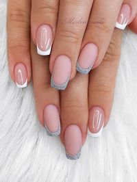 Glitter French Nails for Wedding - SoSo Nail Art