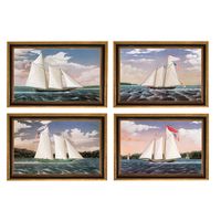 Set of 4 American Schooner Ship Prints, Framed Behind Glass, Nautical Wall Art, Nautical Gallery Wall, Nautical Decor, Coastal Decor