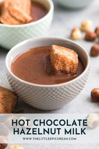 This hot chocolate hazelnut milk is a great dairy-free alternative to the tradition hot chocolate. #thelittleepicurean #hotchocolate #dairyfreehotchocolate #hazelnutmilk #veganhotchocolate #dairyfreedrink