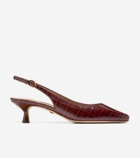 Women's Tayla Kitten Heel Sling Pumps 45MM in Dark Red | Cole Haan