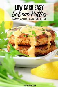 This Salmon Patty Recipe is just so delicious!  With fresh salmon, Dijon mustard, lemon juice, fresh parsley, egg, almond meal (or bread crumbs if you prefer).... #TasteAndSee